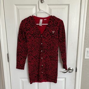 Guess Red and Black Patterned Sweater